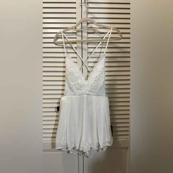 Lulus Star Spangled Ivory Backless Lace Romper - Picture 3 of 7